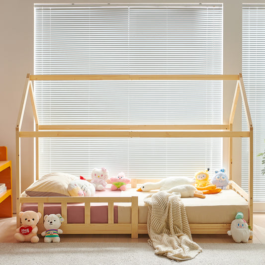 Kinderbett Hausbett Kinder-Einzelbett Holz/Weiß – PINEY