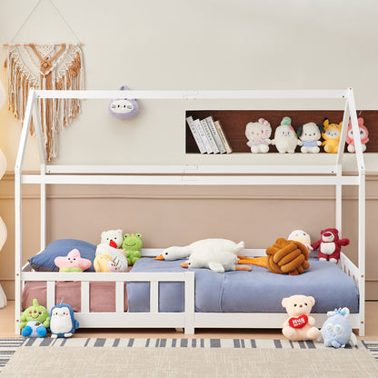 Kinderbett Hausbett Kinder-Einzelbett Holz/Weiß – PINEY