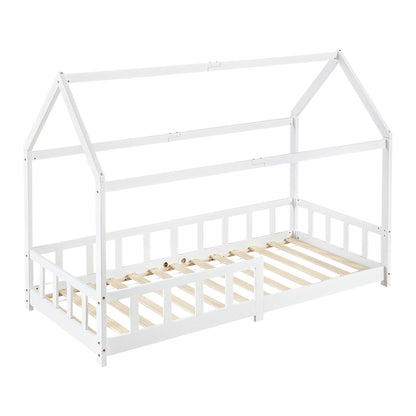 Kinderbett Hausbett Kinder-Einzelbett Holz/Weiß – PINEY