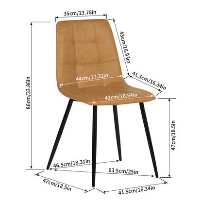 Armloser Esszimmerstuhl mit Stoffbezug und schwarzen Eisenbeinen – Schwarz/Grau/Braun