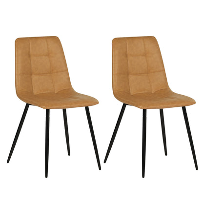 Armloser Esszimmerstuhl mit Stoffbezug und schwarzen Eisenbeinen – Schwarz/Grau/Braun