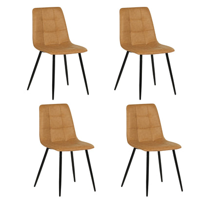 Armloser Esszimmerstuhl mit Stoffbezug und schwarzen Eisenbeinen – Schwarz/Grau/Braun