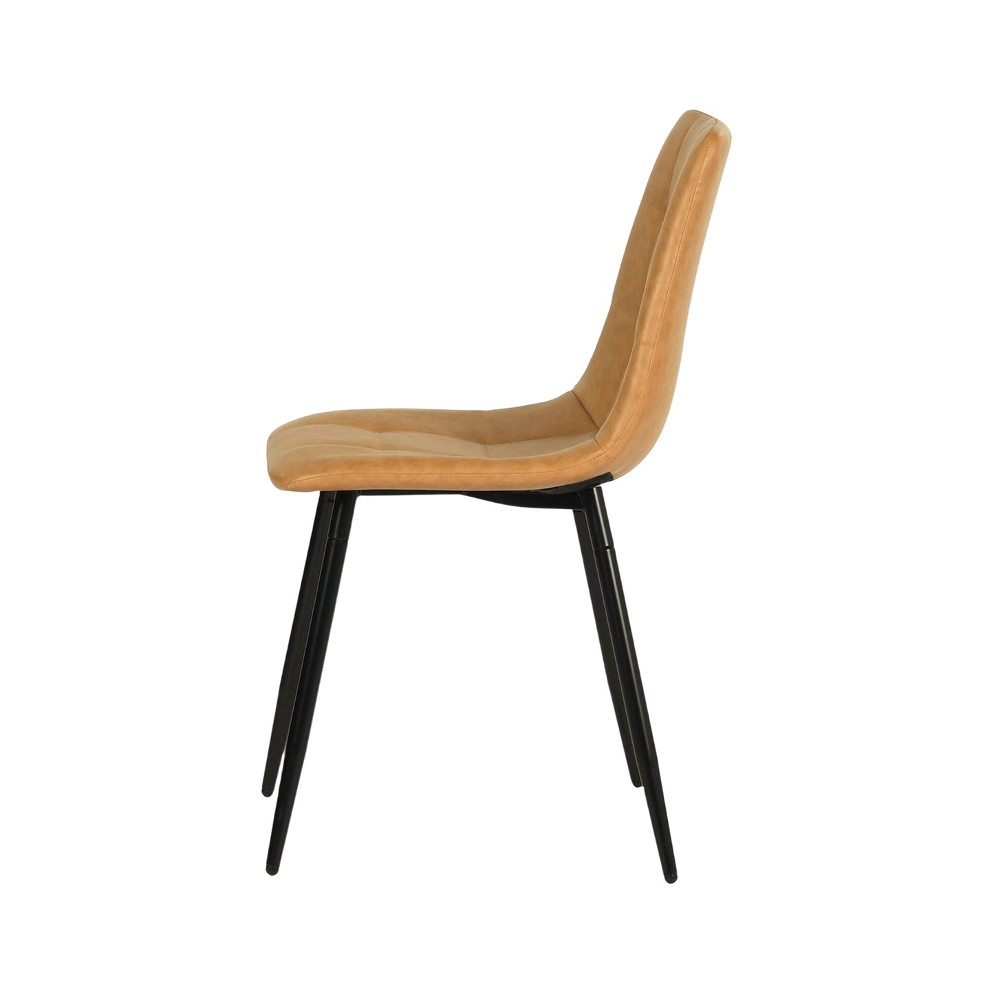 Armloser Esszimmerstuhl mit Stoffbezug und schwarzen Eisenbeinen – Schwarz/Grau/Braun