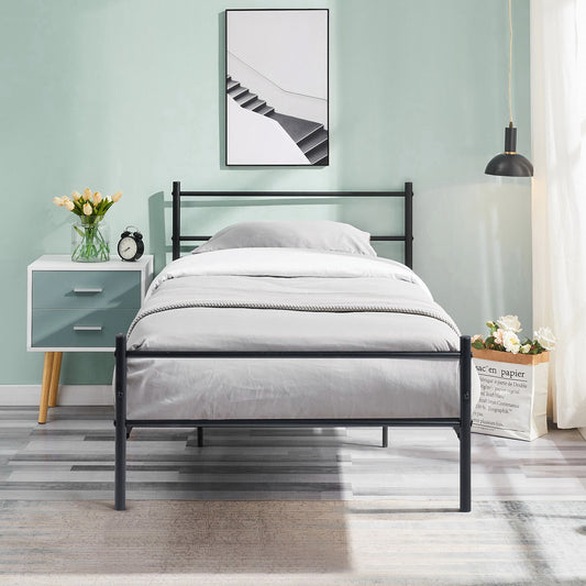 PRIMO Einzelbett aus Metall – Schwarz, 2er-Set