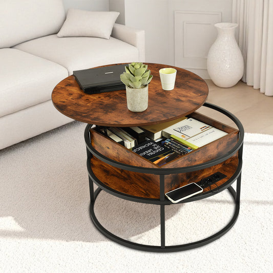 Lift-Top Couchtisch mit verstecktem Fach und Steckdose