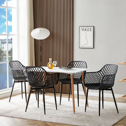 ROME Hollow Arm Chair (6er-Set) – Schwarz/Weiß