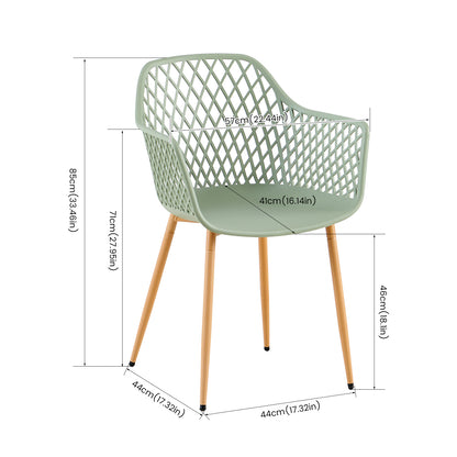 ROME Esszimmerstühle mit durchbrochenen Armlehnen aus PP-Material (4er- oder 6er-Set) – Graugrün