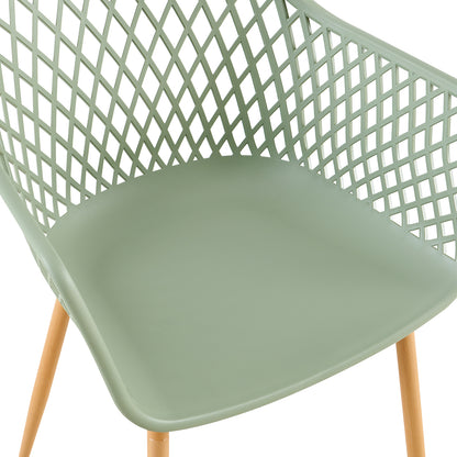 ROME Esszimmerstühle mit durchbrochenen Armlehnen aus PP-Material (4er- oder 6er-Set) – Graugrün