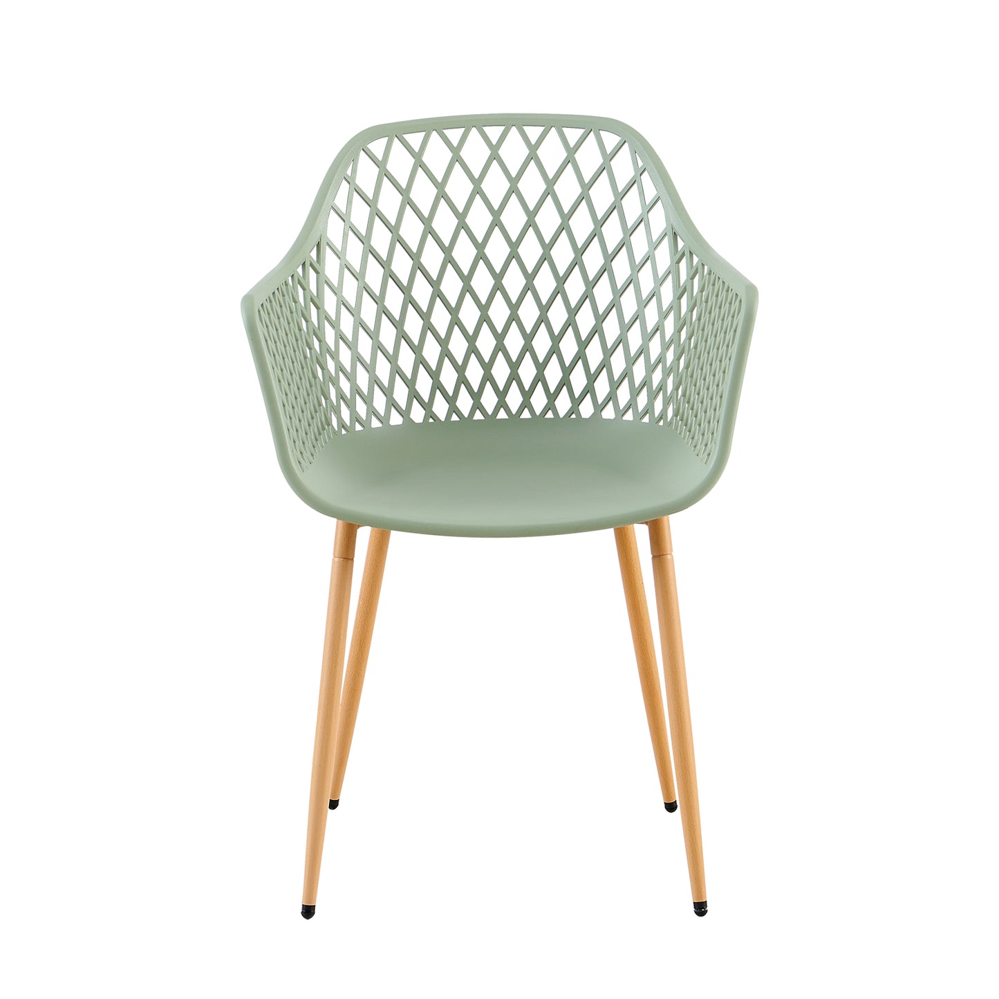 ROME Esszimmerstühle mit durchbrochenen Armlehnen aus PP-Material (4er- oder 6er-Set) – Graugrün