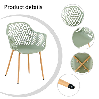 ROME Esszimmerstühle mit durchbrochenen Armlehnen aus PP-Material (4er- oder 6er-Set) – Graugrün