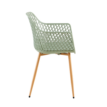 ROME Esszimmerstühle mit durchbrochenen Armlehnen aus PP-Material (4er- oder 6er-Set) – Graugrün