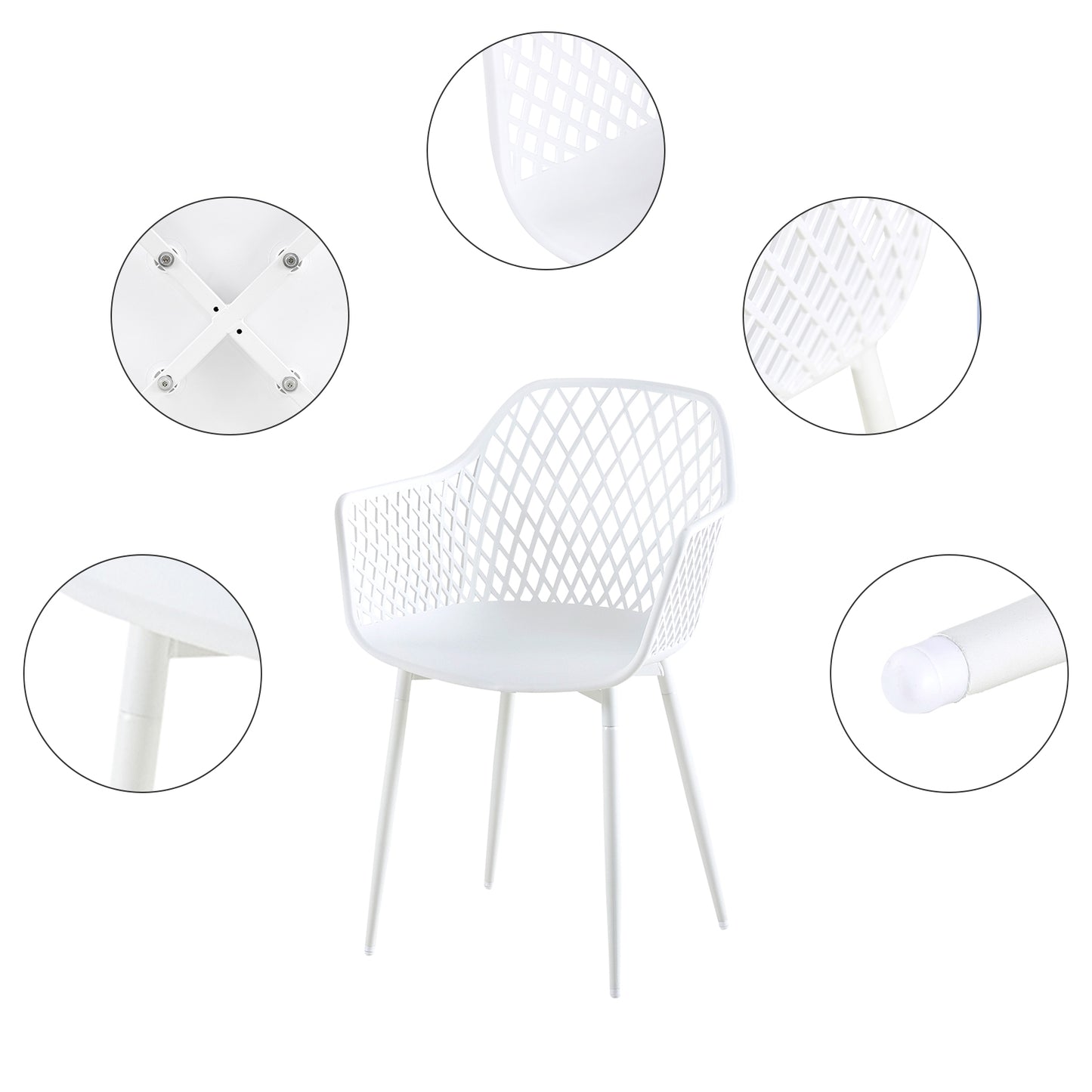 ROME Hollow Arm Chair (4er-Set) – Weiß