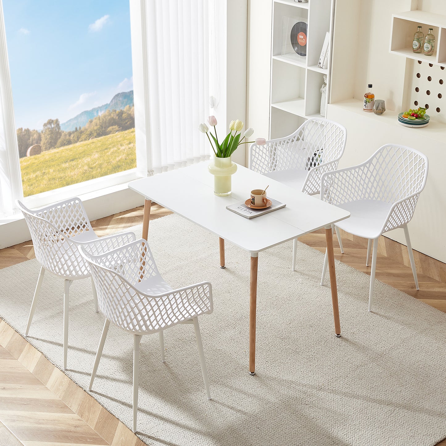 ROME Hollow Arm Chair (4er-Set) – Weiß