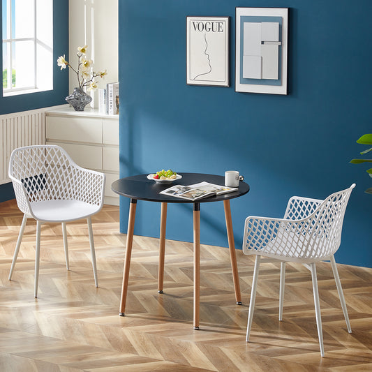 ROME Hollow Arm Chair (6er-Set) – Schwarz/Weiß