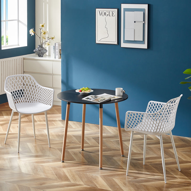 ROME Hollow Arm Chair (6er-Set) – Schwarz/Weiß