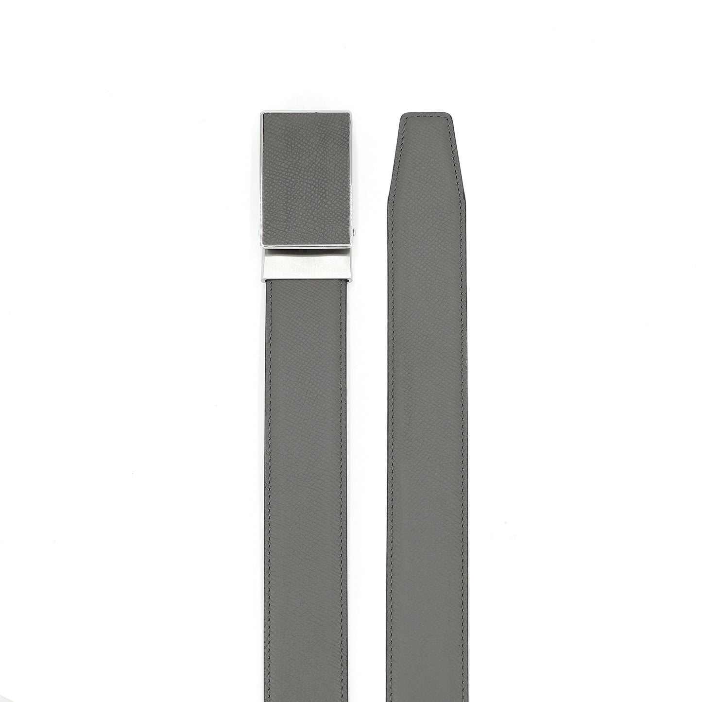 Rho Klassischer G¨¹rtel aus Rindsleder mit automatischer Schnalle, stahlgrau