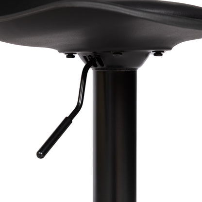 HAZLET Moderner verstellbarer Barstuhl mit Rückenlehne und Fußstützen, 2er-Set – Schwarz