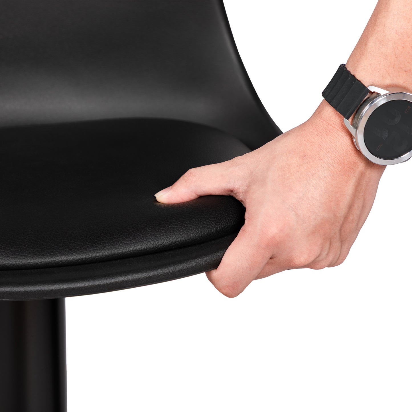 HAZLET Moderner verstellbarer Barstuhl mit Rückenlehne und Fußstützen, 2er-Set – Schwarz