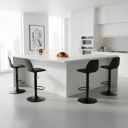 HAZLET Moderner verstellbarer Barstuhl mit Rückenlehne und Fußstützen, 2er-Set – Schwarz