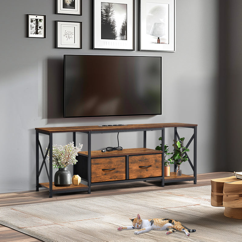 Set mit 1 modernen TV-Schrank mit Eisenbeinen – Feuerfarbe – SLATY