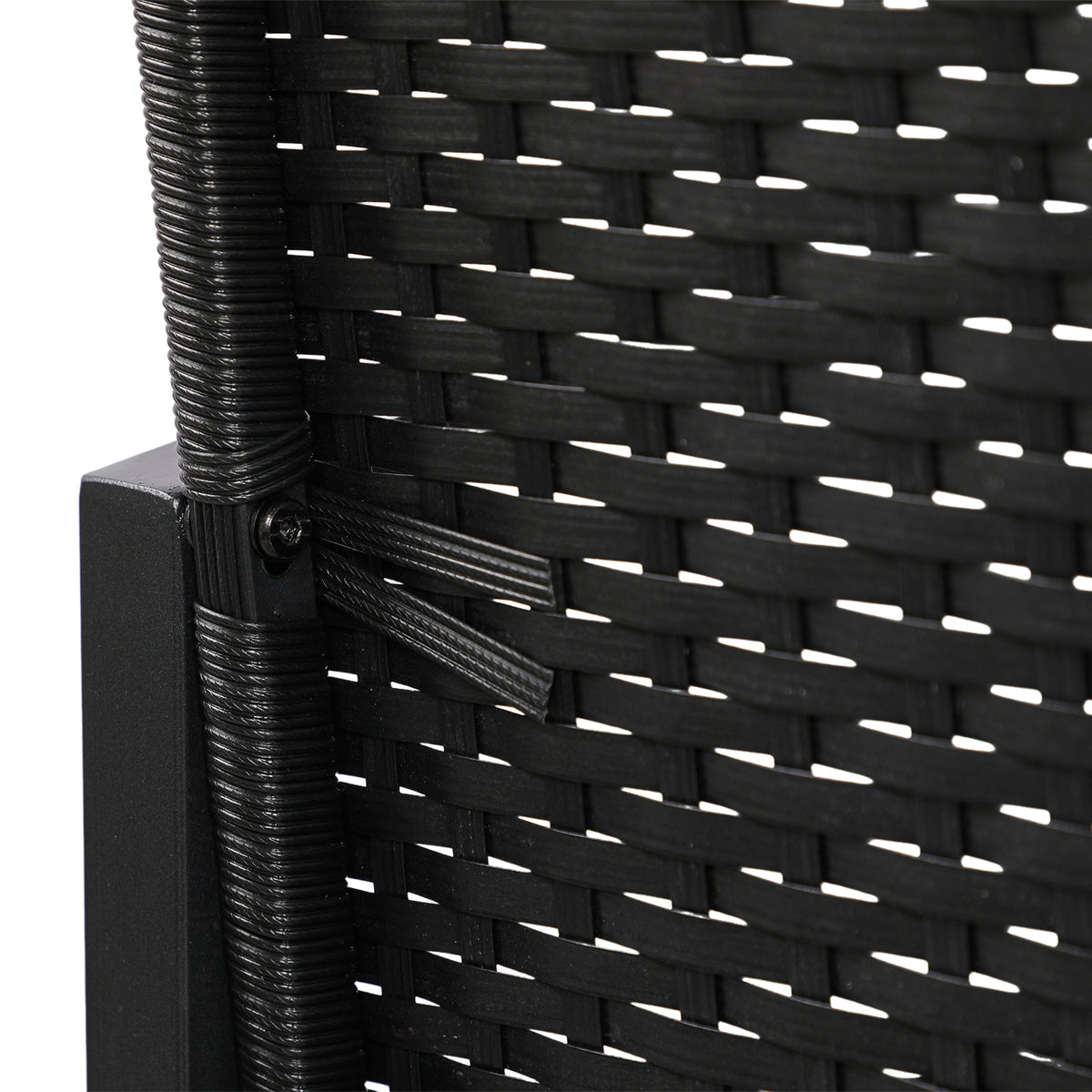 5-teiliges Gartenmöbelset aus Rattan, 2 Sessel + 2 Hocker + 1 Tisch – Schwarz