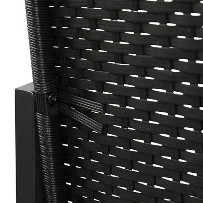 5-teiliges Gartenmöbelset aus Rattan, 2 Sessel + 2 Hocker + 1 Tisch – Schwarz