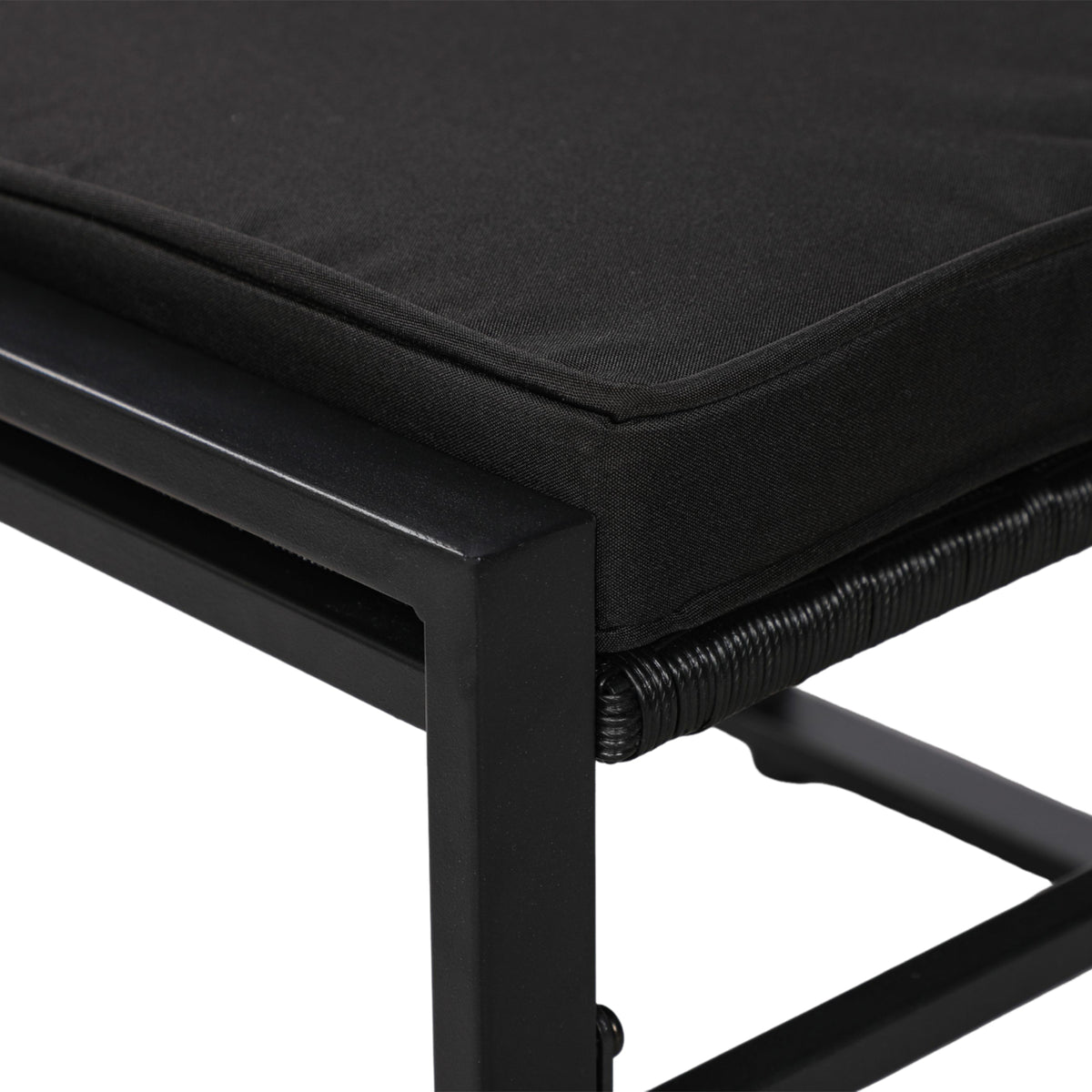 5-teiliges Gartenmöbelset aus Rattan, 2 Sessel + 2 Hocker + 1 Tisch – Schwarz