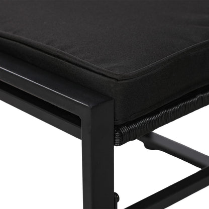 5-teiliges Gartenmöbelset aus Rattan, 2 Sessel + 2 Hocker + 1 Tisch – Schwarz