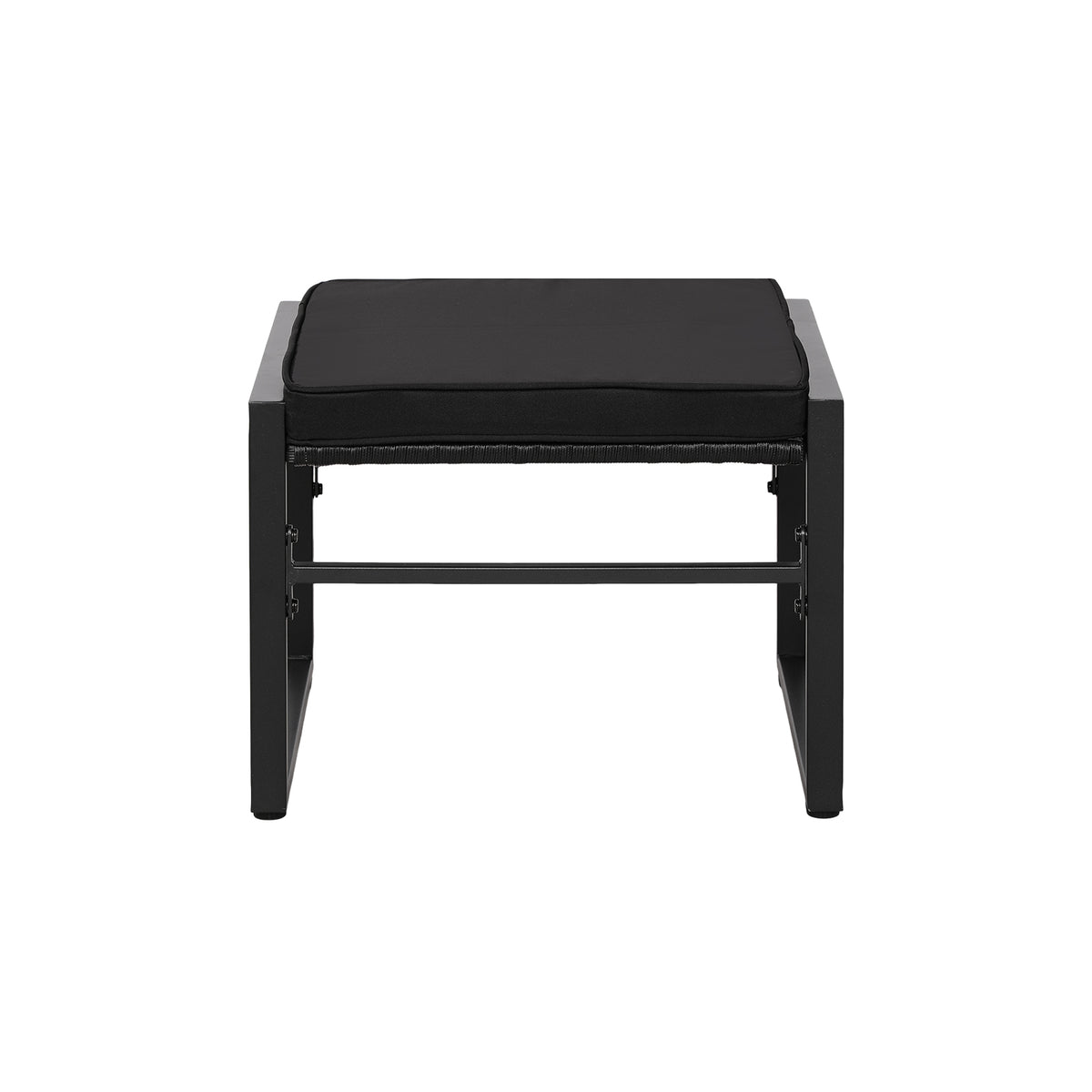 5-teiliges Gartenmöbelset aus Rattan, 2 Sessel + 2 Hocker + 1 Tisch – Schwarz