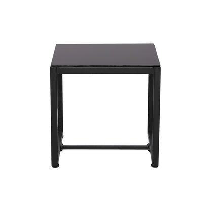 5-teiliges Gartenmöbelset aus Rattan, 2 Sessel + 2 Hocker + 1 Tisch – Schwarz