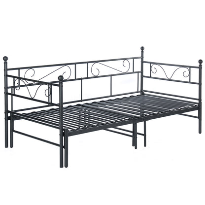 HALES Schlafsofa + Einzelbett aus Metall für Erwachsene oder Kinder – Schwarz/Weiß