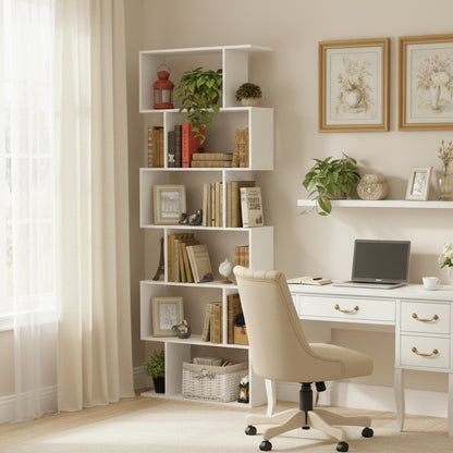 TILDEN Bücherregal, Standregal, Büroregal, Raumteiler mit 6 Fächern – Weiß