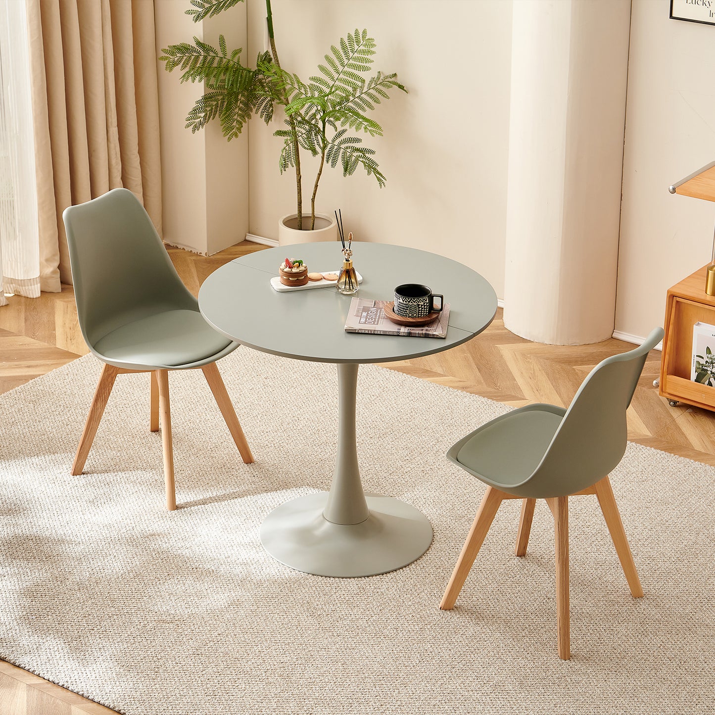 Moderner runder Tulip-Tisch mit weißer Platte, einfacher, lässiger Esstisch – Weiß
