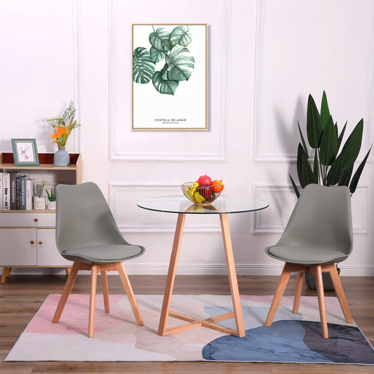 TULIP Esszimmerstuhl mit Beinen aus Buche – Schwarz/Grau/Weiß