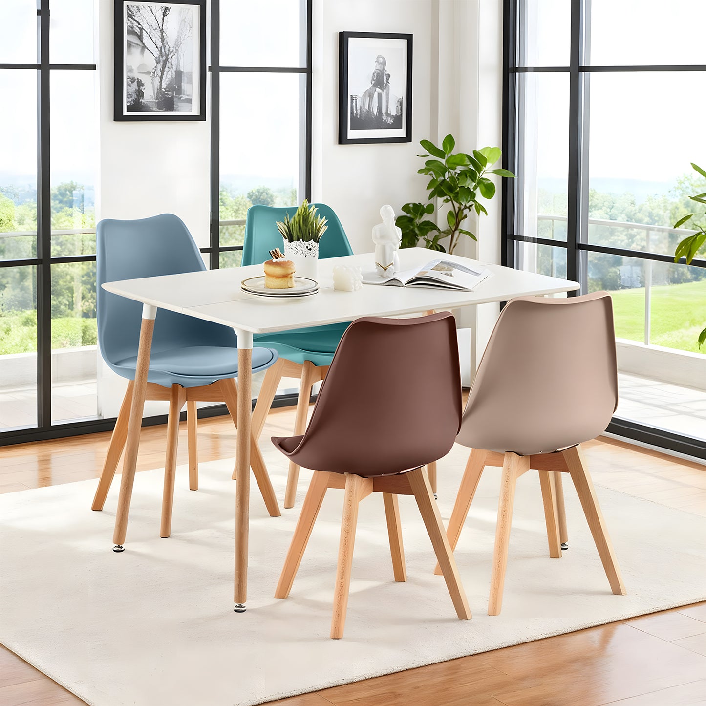 TULIP Weichplastikstuhl, weiche Farbkombination, 4er-Set