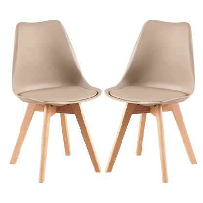 Esszimmerstühle mit Buchenbeinen 2er/4er-Set - Helles Khaki - TULIP