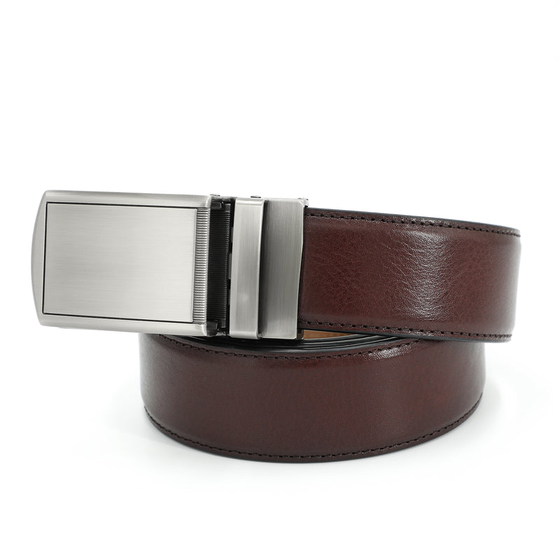 Tielt Fashion Automatik-Schnalle Pearl Gun Coffee Head Layer Rindsledergürtel