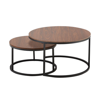 VARESE Satz-Couchtisch Φ80*45cm/Φ60*35 – Farbe Braun/Marmor
