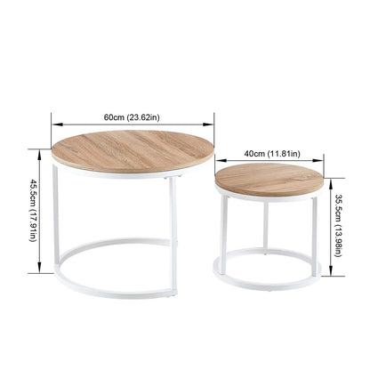 VERONA Couchtisch 2er-Set, bemaltes minimalistisches Design, rund, Durchmesser 60*45CM/40*35CM
