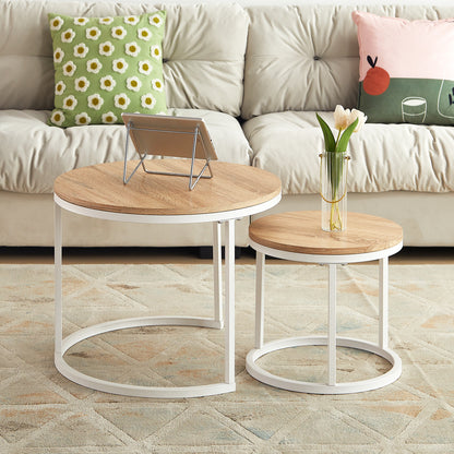 VERONA Couchtisch 2er-Set, bemaltes minimalistisches Design, rund, Durchmesser 60*45CM/40*35CM
