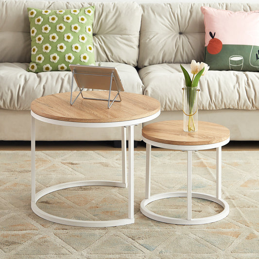 VERONA Couchtisch 2er-Set, bemaltes minimalistisches Design, rund, Durchmesser 50*45CM/40*35CM