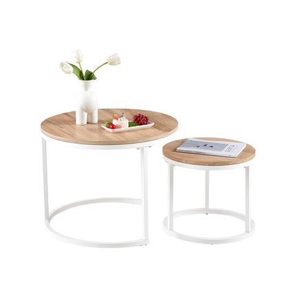VERONA Couchtisch 2er-Set, bemaltes minimalistisches Design, rund, Durchmesser 60*45CM/40*35CM
