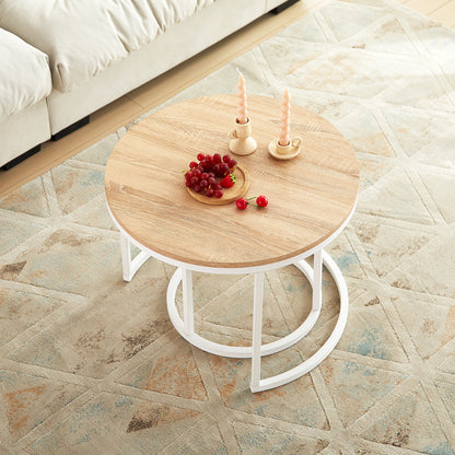 VERONA Couchtisch 2er-Set, bemaltes minimalistisches Design, rund, Durchmesser 60*45CM/40*35CM