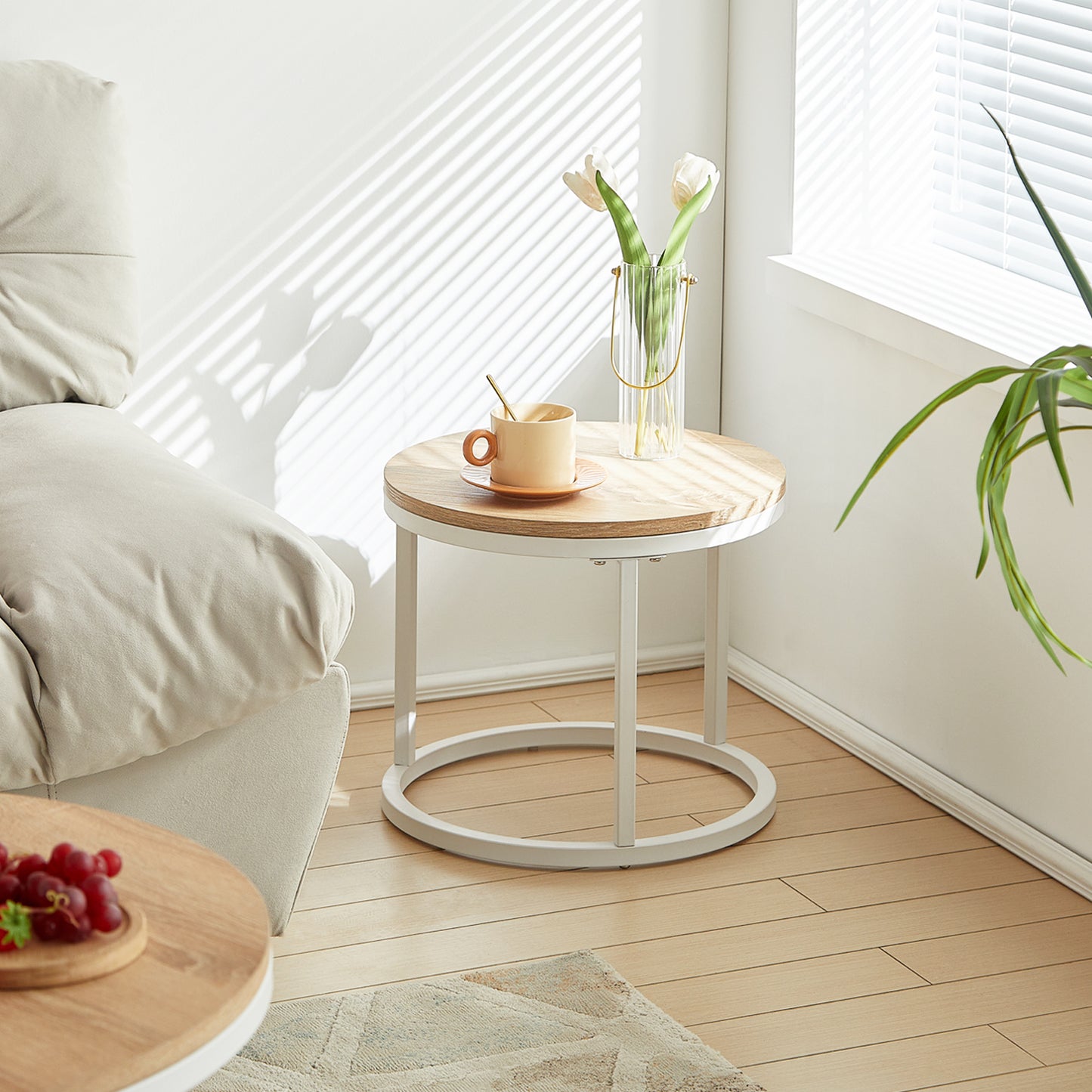 VERONA Couchtisch 2er-Set, bemaltes minimalistisches Design, rund, Durchmesser 60*45CM/40*35CM
