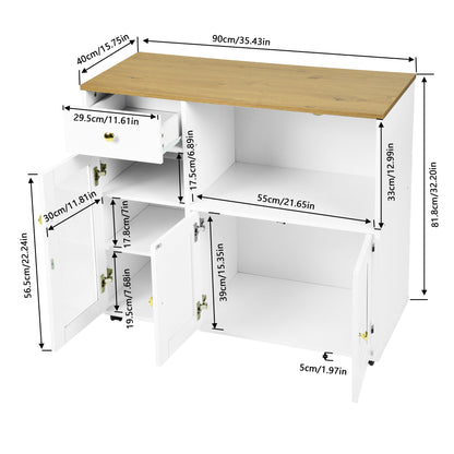 VIDOR Sideboard, Küchenschrank mit Mikrowellenfach – Weiß