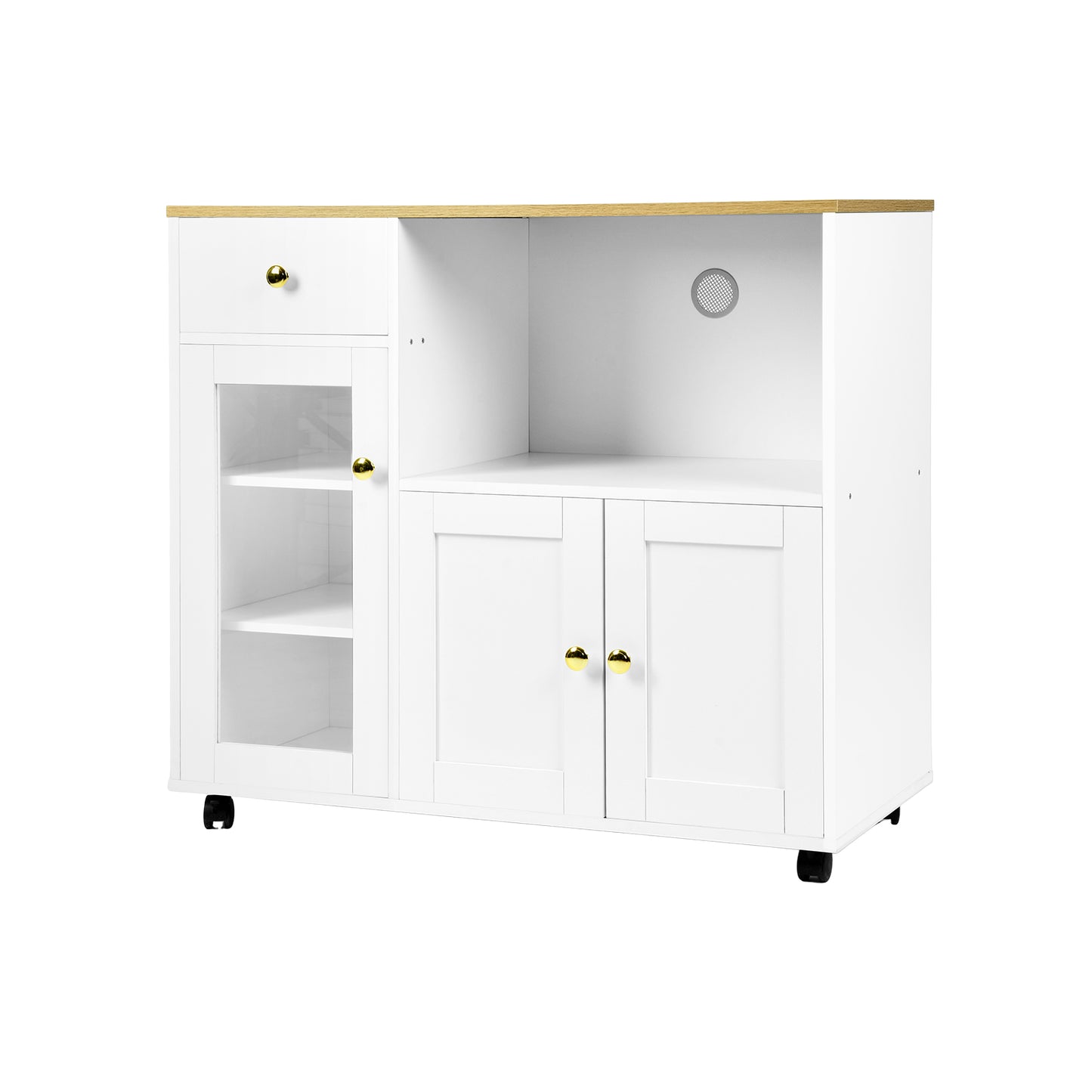 VIDOR Sideboard, Küchenschrank mit Mikrowellenfach – Weiß