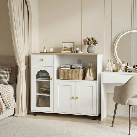 VIDOR Sideboard, Küchenschrank mit Mikrowellenfach – Weiß
