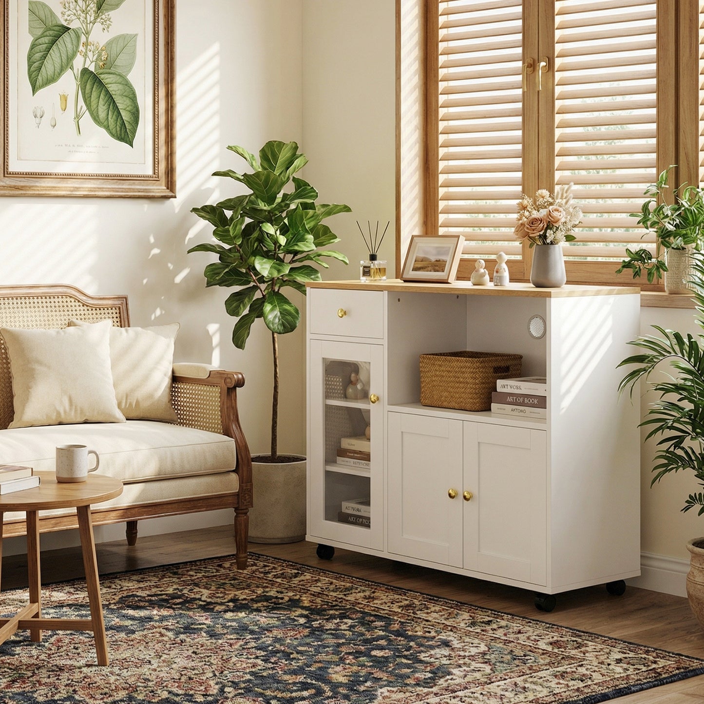 VIDOR Sideboard, Küchenschrank mit Mikrowellenfach – Weiß