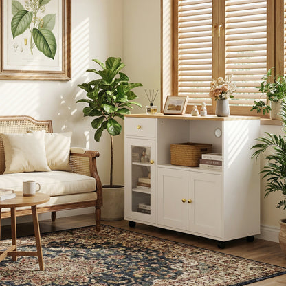 VIDOR Sideboard, Küchenschrank mit Mikrowellenfach – Weiß