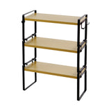 VILAS Stapelbares Küchen-Gewürzregal aus Bambus, 40 cm, 1er/3er/5er-Set, Feuer/Holz/Weiß